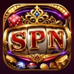 SPN game logo with gold decorative frame, colorful lights, dice, poker chips, diamonds, and large SPN lettering.